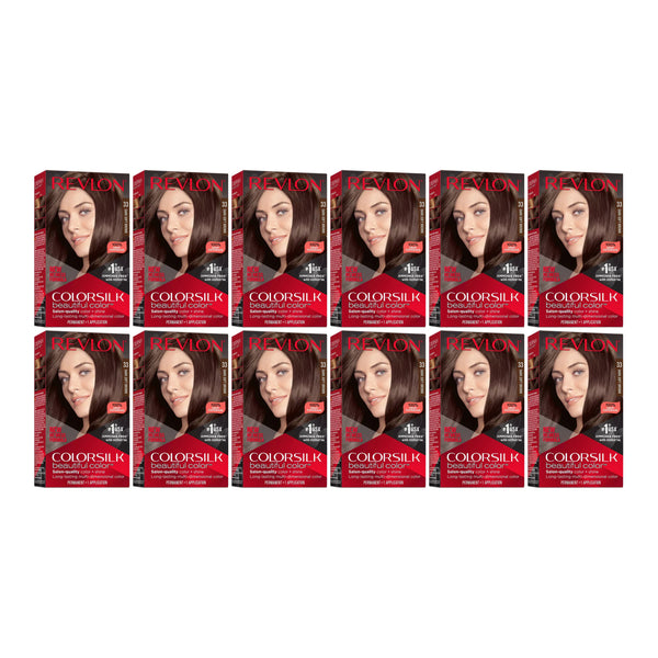 Revlon ColorSilk Beautiful Hair Color - 33 Dark Soft Brown (Pack of 12)