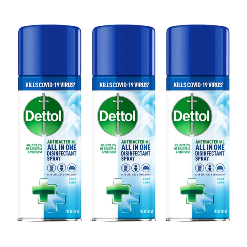 Dettol Antibacterial Disinfectant Spray - Crisp Linen, 400ml (Pack of 3)