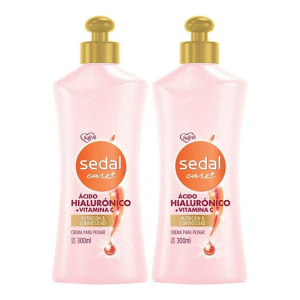 Sedal Care+ Ácido Hialuronico + Vitamina C Crema Para Peinar, 300ml (Pack of 2)