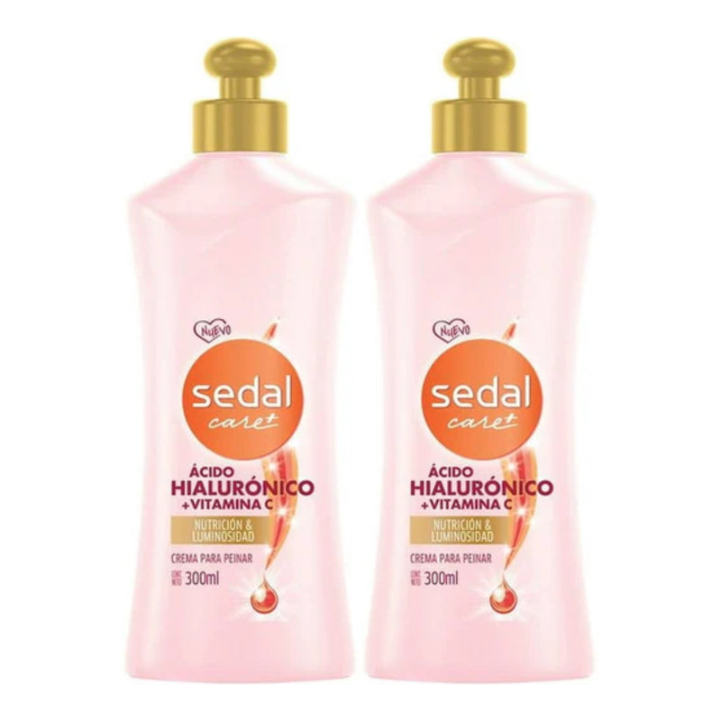 Sedal Care+ Ácido Hialuronico + Vitamina C Crema Para Peinar, 300ml (Pack of 2)