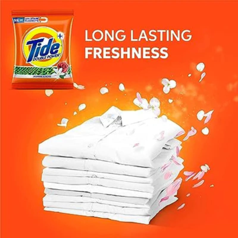 Tide Double Power+ Jasmine & Rose Powder Laundry Detergent, 500g (Pack of 6)