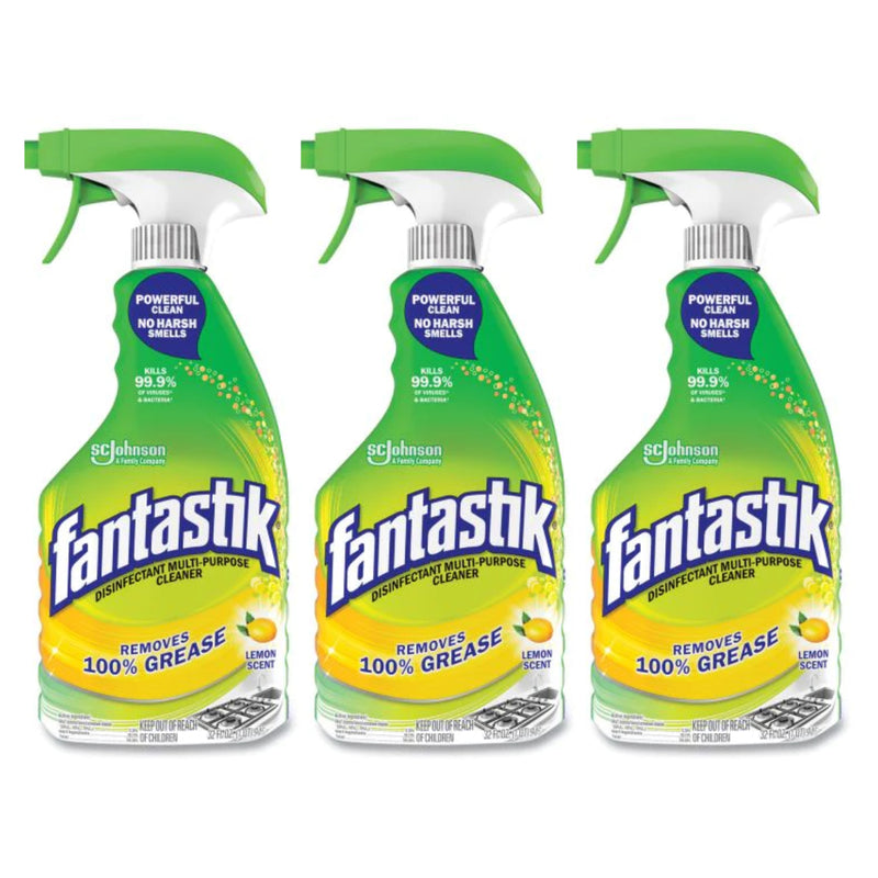 Fantastik Disinfectant Multi-Purpose Cleaner - Lemon Scent, 32 oz (Pack of 3)