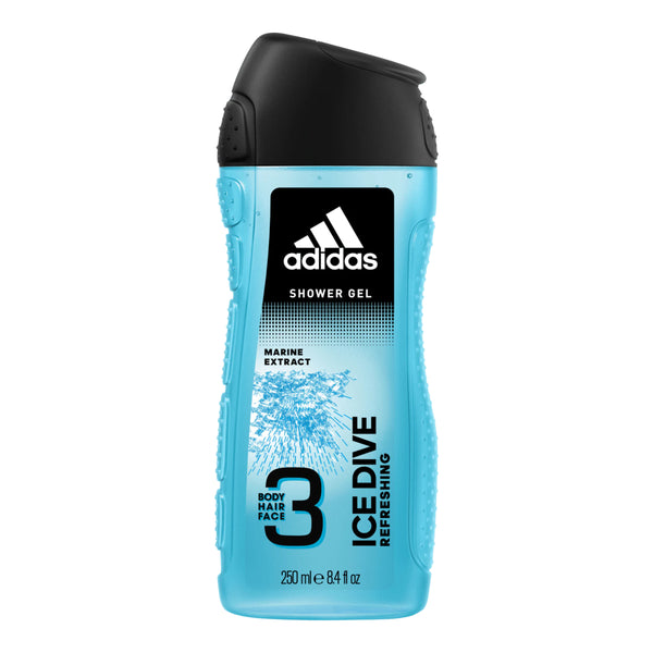 Adidas 3-in-1 ICE DIVE Refreshing Marine Extract Shower Gel, 8.4oz