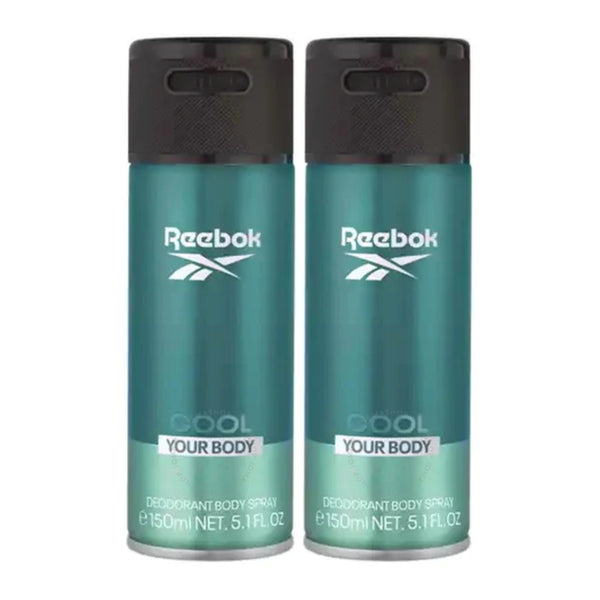 Reebok Cool Your Body Spray Deodorant Body Spray, 5.1 fl oz (150ml) (Pack of 2)