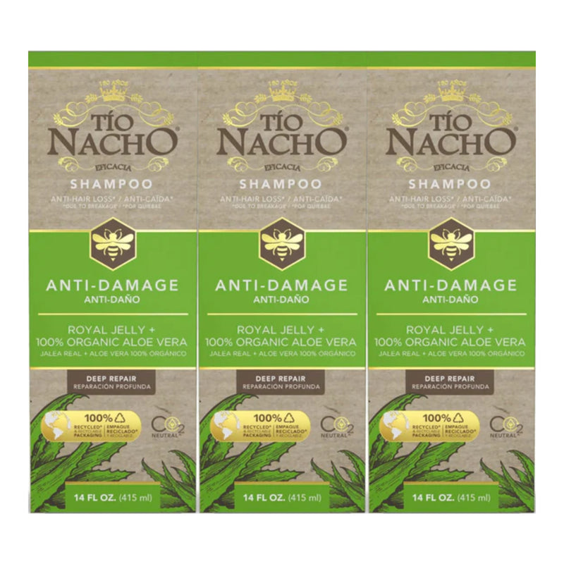 Tio Nacho Shampoo Anti-Damage Royal Jelly + Organic Aloe Vera, 14oz (Pack of 3)