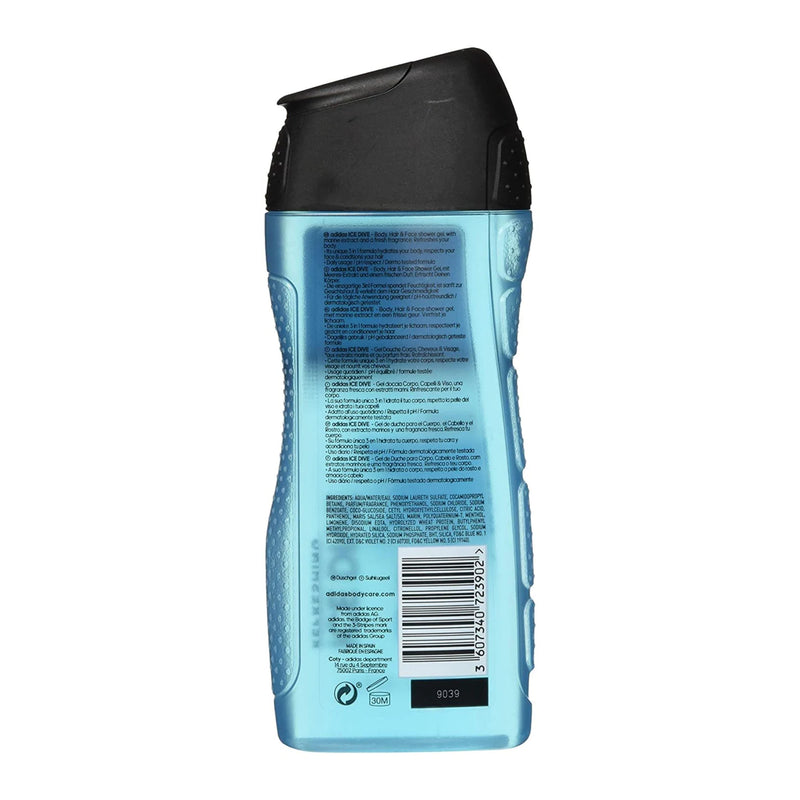 Adidas 3-in-1 ICE DIVE Refreshing Marine Extract Shower Gel, 8.4oz