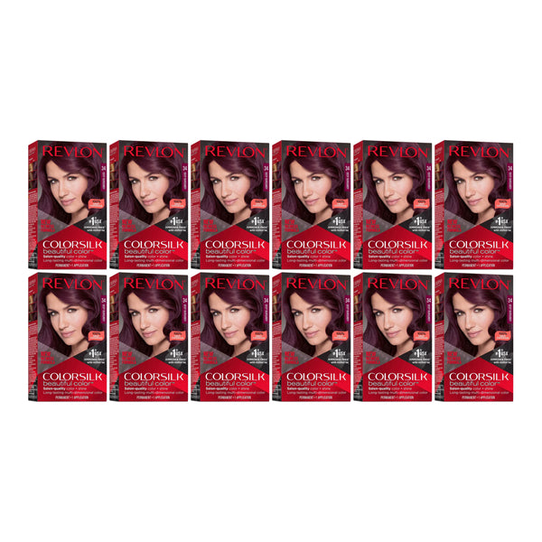 Revlon ColorSilk Beautiful Hair Color - 34 Deep Burgundy (Pack of 12)