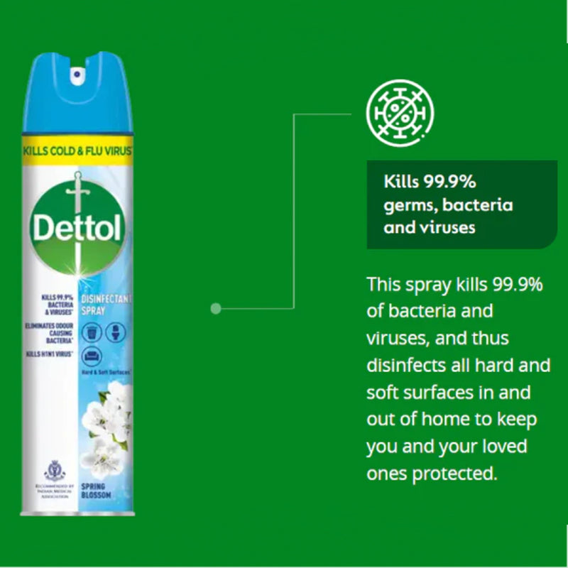 Dettol Disinfectant Spray - Spring Blossom, 225ml (170g) (Pack of 2)