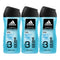 Adidas 3-in-1 ICE DIVE Refreshing Marine Extract Shower Gel, 8.4oz (Pack of 3)