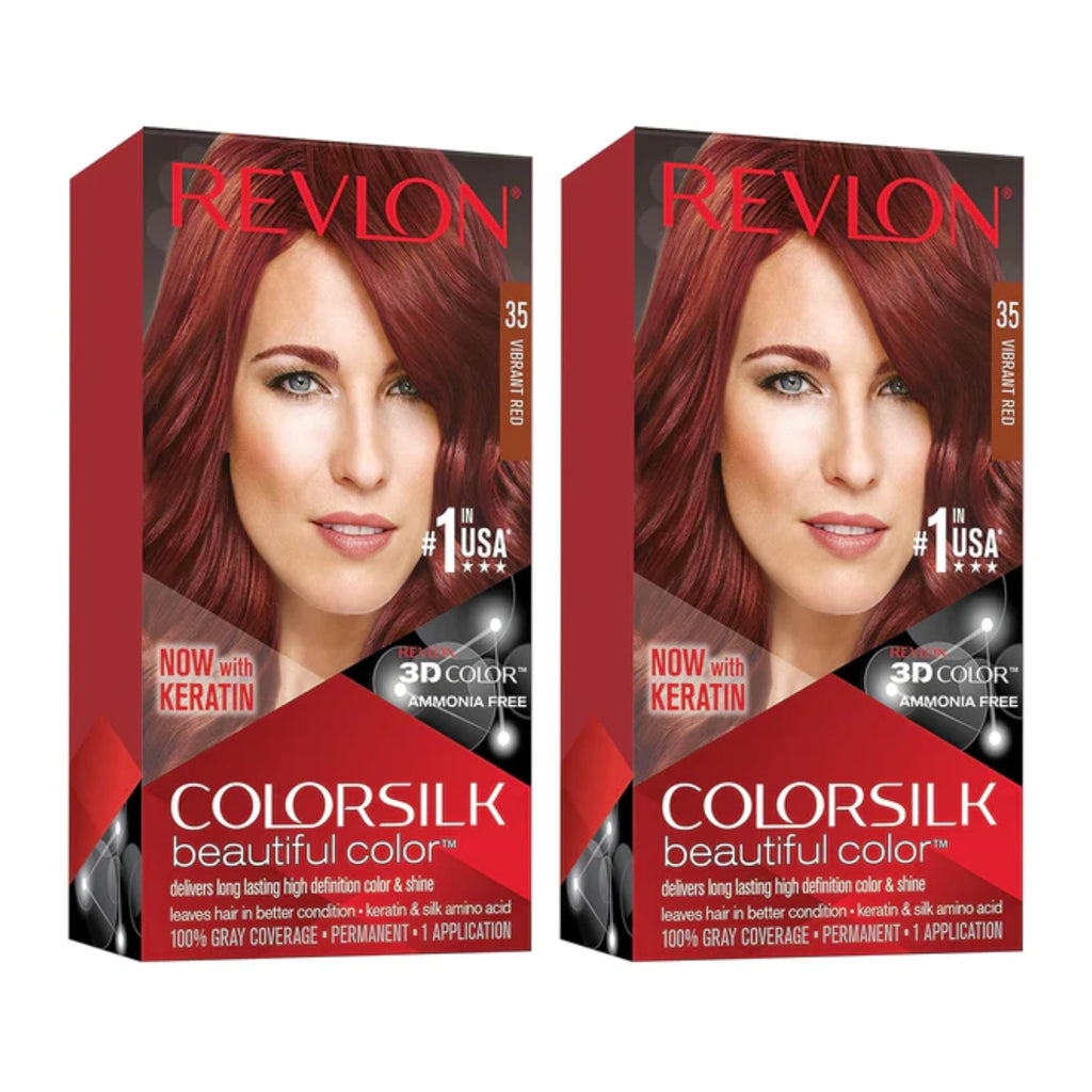 Revlon ColorSilk Beautiful Hair Color - 35 Vibrant Red (Pack of 2 ...