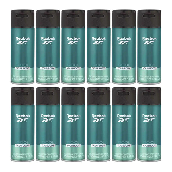 Reebok Cool Your Body Spray Deodorant Body Spray, 5.1 fl oz (150ml) (Pack of 12)