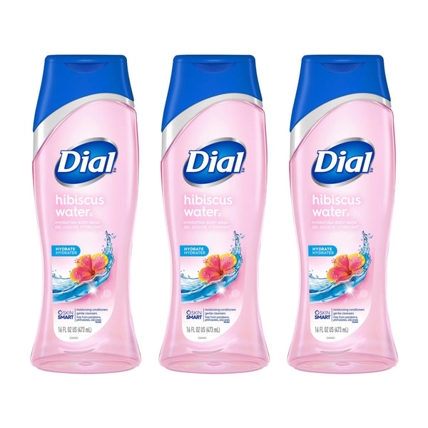 Dial Hibiscus Water Hydrating Body Wash Gel Douche, 16 oz (Pack of 3)
