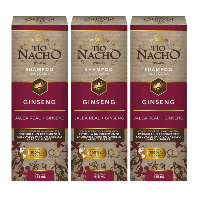 Tio Nacho Shampoo Ginseng Jalea Real + Ginseng, 14oz (415ml) (Pack of 3)