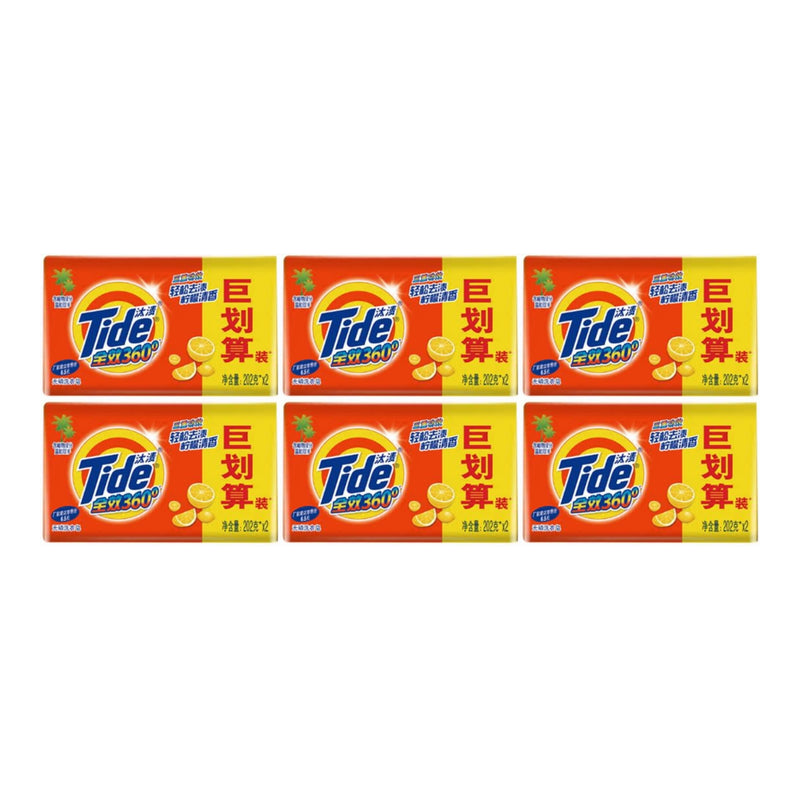 Tide Laundry Bar Soap Triple Effect 360 Lemon Scent (2 Pack), 404g (Pack of 6)