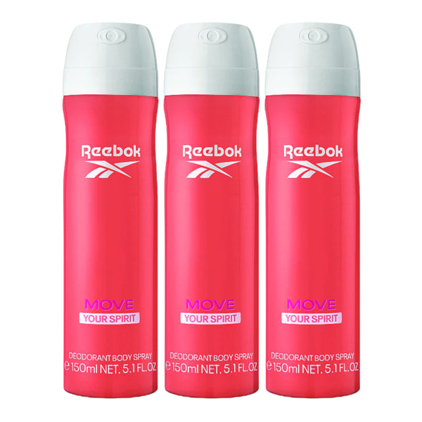 Reebok Move Your Spirit Deodorant Body Spray, 5.1 fl oz (150ml) (Pack of 3)