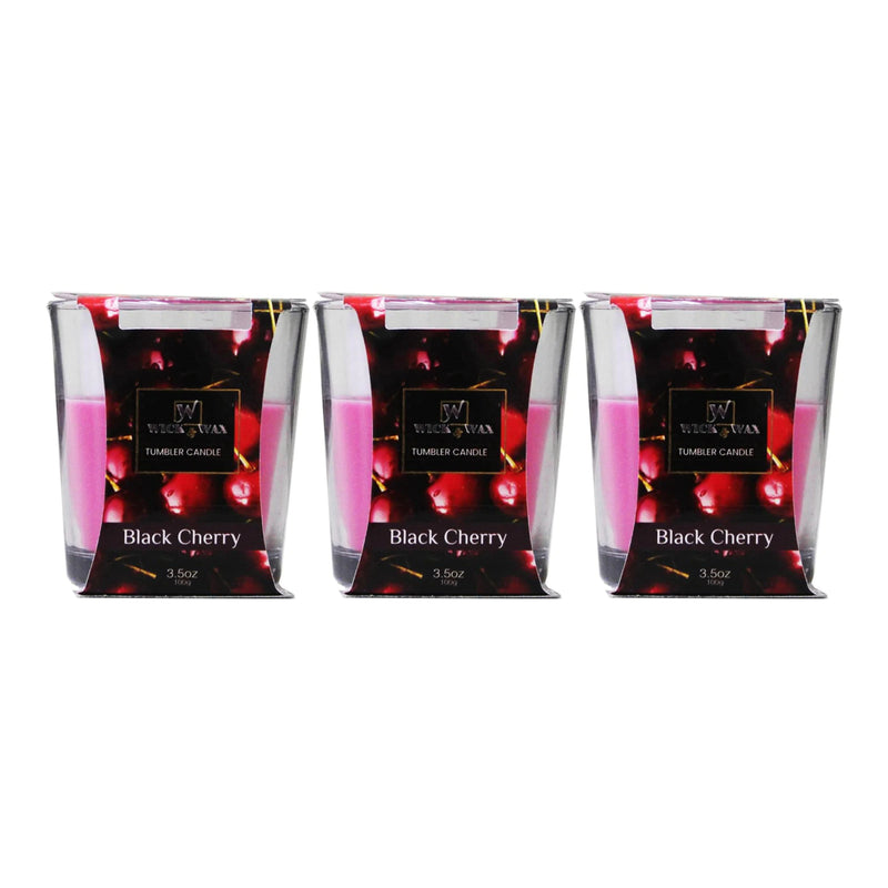 Wick & Wax Black Cherry Tumbler Candle, 3.5oz (100g) (Pack of 3)