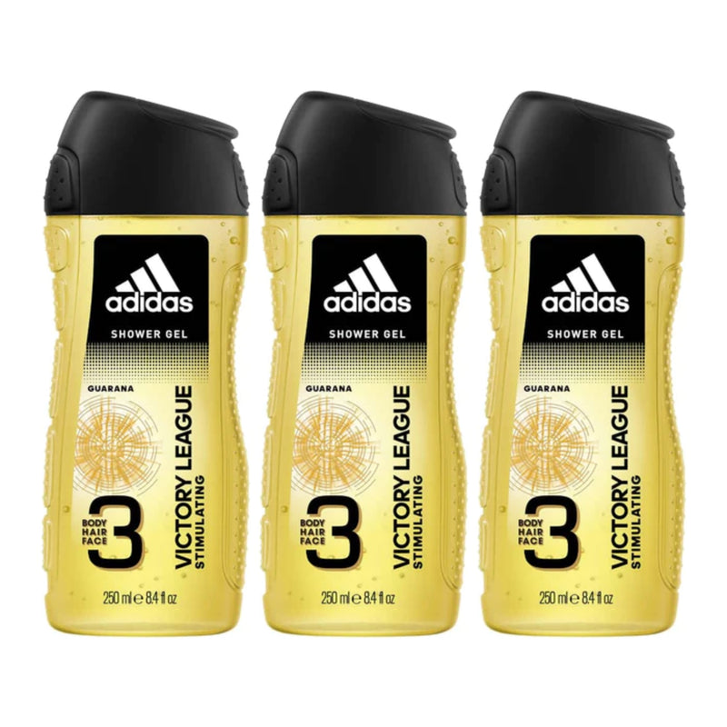 Adidas 3-in-1 VICTORY LEAGUE Stimulating Guarana Shower Gel, 8.4oz (Pack of 3)