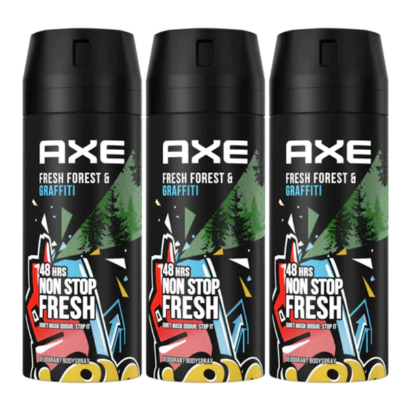 Axe Collision Fresh Forest + Graffiti Body Spray, 150ml (Pack of 3)
