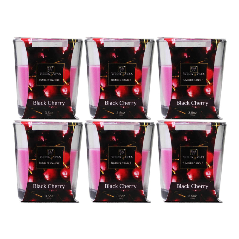 Wick & Wax Black Cherry Tumbler Candle, 3.5oz (100g) (Pack of 6)