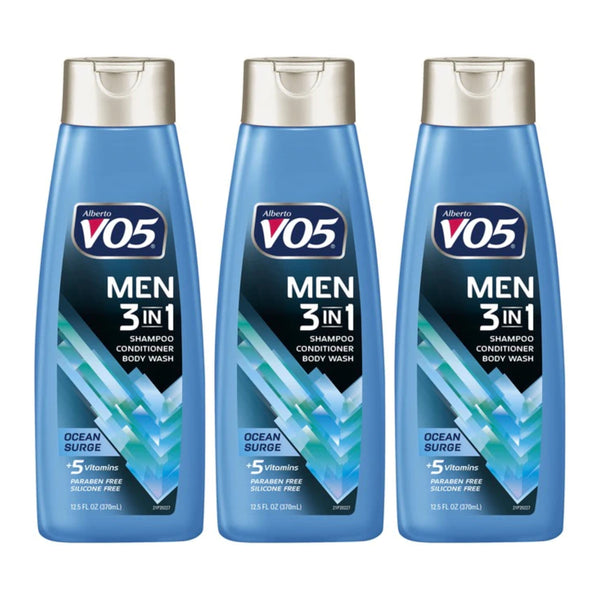 Alberto VO5 Men 3-in-1 Ocean Surge Shampoo Cond Body Wash, 12.5 oz. (Pack of 3)