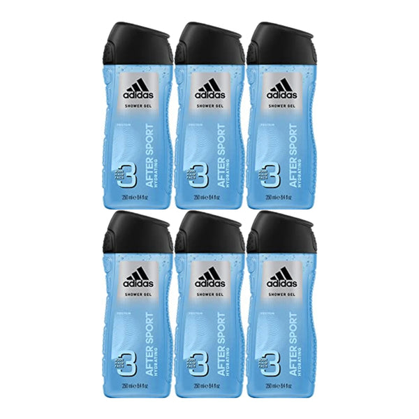 Adidas 3-in-1 AFTER SPORT Hydrating Protein Shower Gel, 8.4oz 250ml (Pack of 6)