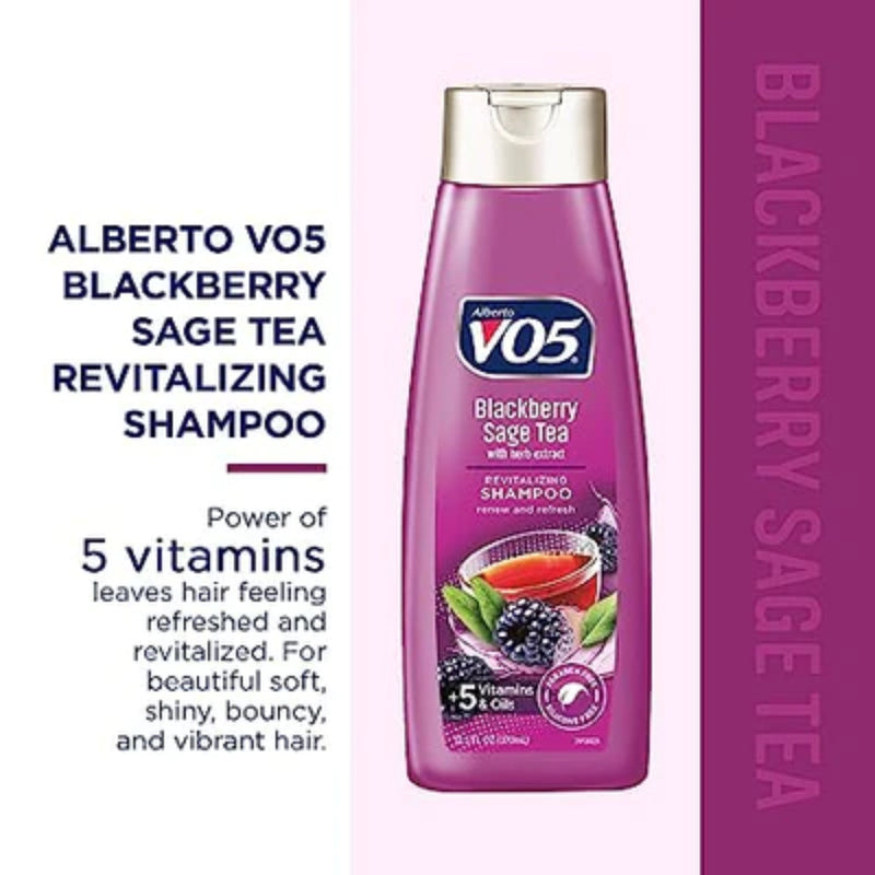 Alberto VO5 Blackberry Sage Tea w/ Herb Shampoo, 12.5 oz. (370ml) (Pack of 6)