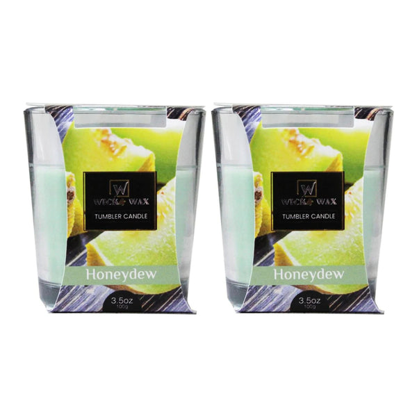 Wick & Wax Honeydew Tumbler Candle, 3.5oz (100g) (Pack of 2)