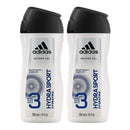 Adidas 3-in-1 HYDRA SPORT Hydrating Shower Gel, 8.4 fl oz (250ml) (Pack of 2)