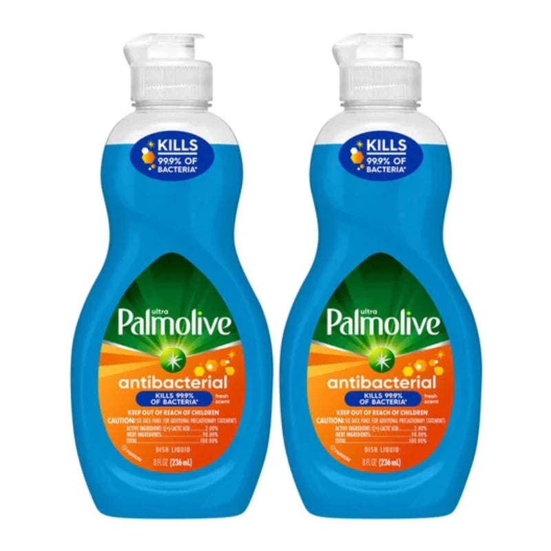 Palmolive Ultra Fresh Scent Antibacterial Dish Liquid, 8 oz (236ml) (Pack of 2)