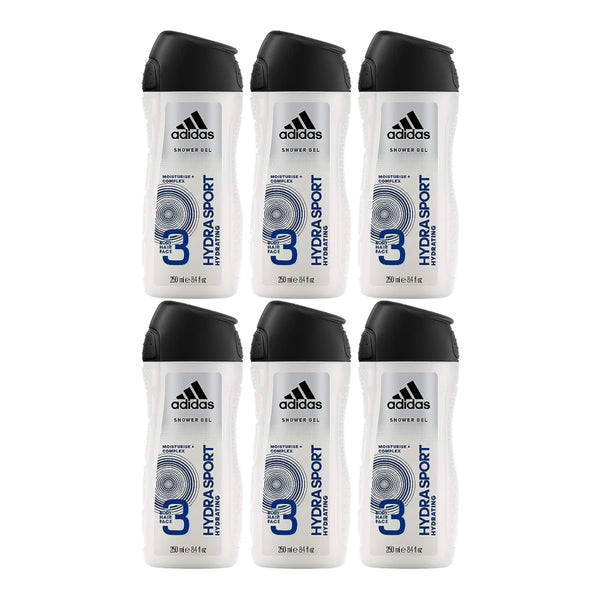 Adidas 3-in-1 HYDRA SPORT Hydrating Shower Gel, 8.4 fl oz (250ml) (Pack of 6)