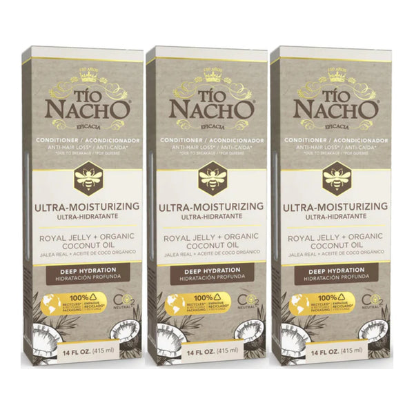 Tio Nacho Shampoo Ultra Hidratante Jalea Real + Aceite de Coco 14oz (Pack of 3)