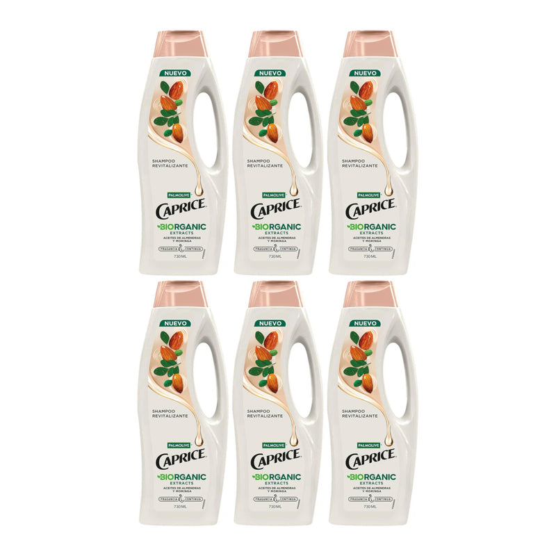 Caprice Shampoo Aceites de Almendra y Moringa, 730ml (Pack of 6)