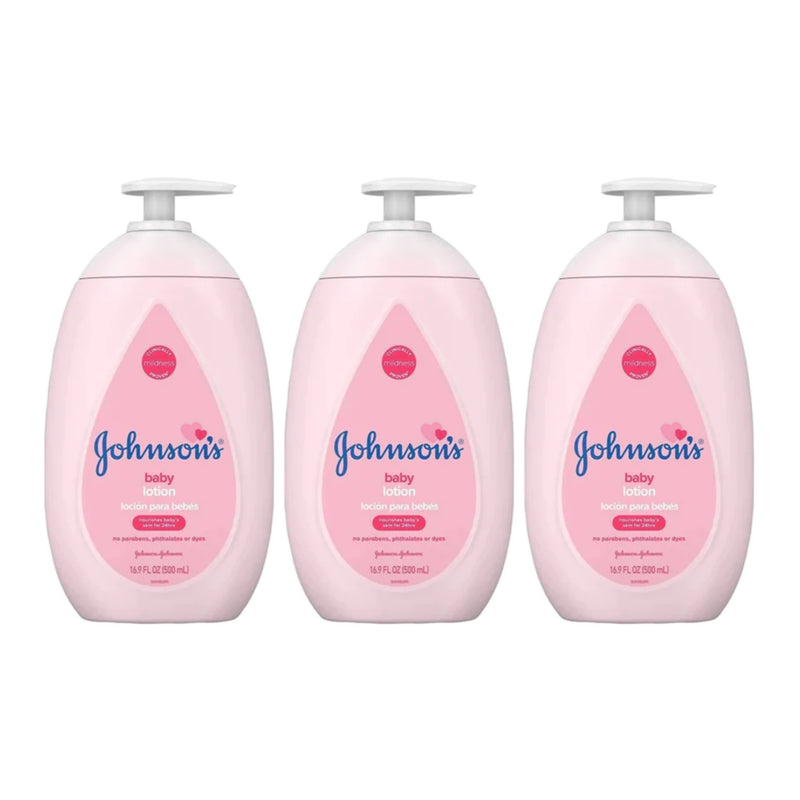 Johnson's Baby Pink Lotion, 16.9 oz (500ml) (Pack of 3)