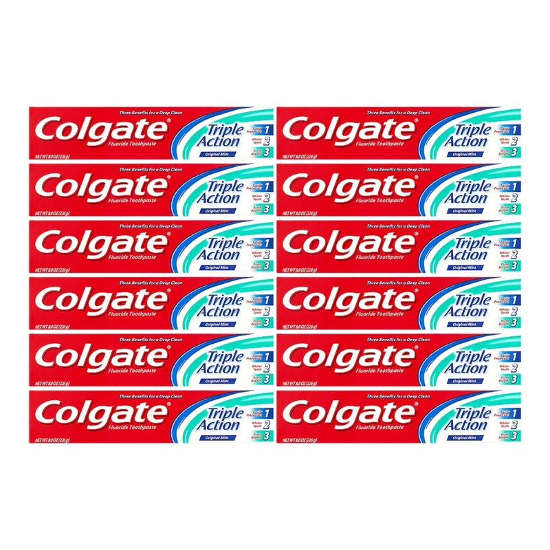 Colgate Triple Action Original Mint Toothpaste, 8.0oz (226g) (Pack of 12)