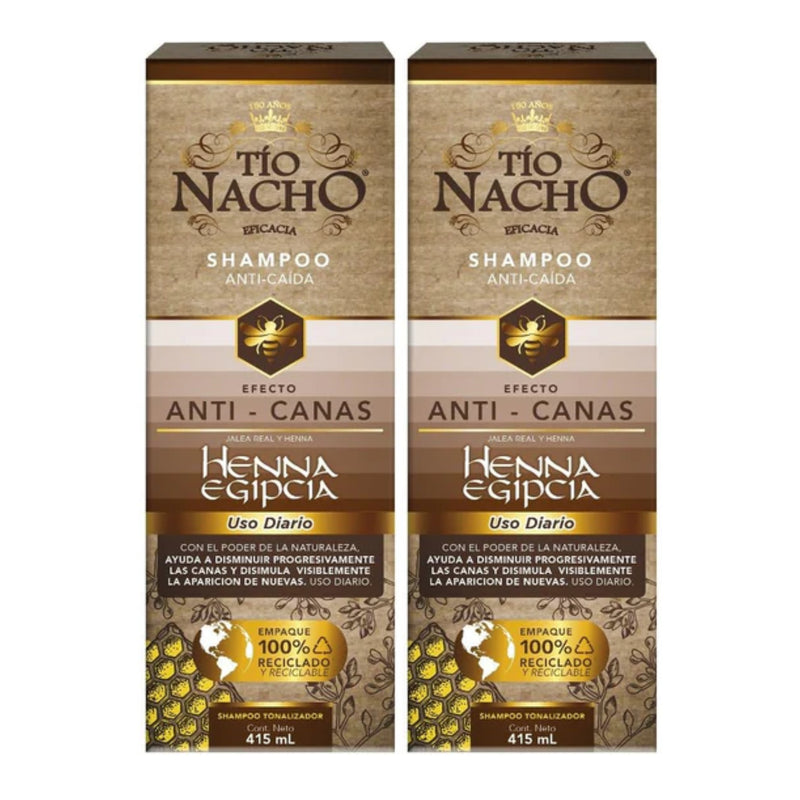 Tio Nacho Shampoo Efecto Anti-Canas Henna Egipcia Jalea Real, 14oz. (Pack of 2)