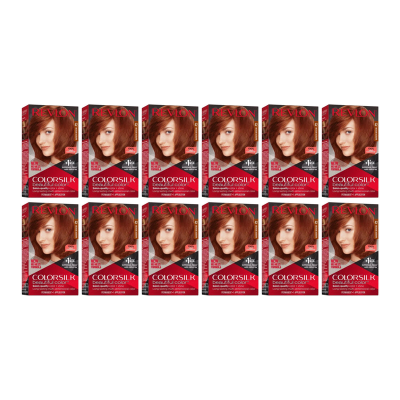 Revlon ColorSilk Beautiful Hair Color - 42 Medium Auburn (Pack of 12)