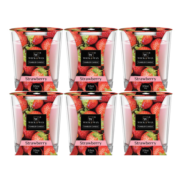 Wick & Wax Strawberry Tumbler Candle, 3.5oz (100g) (Pack of 6)