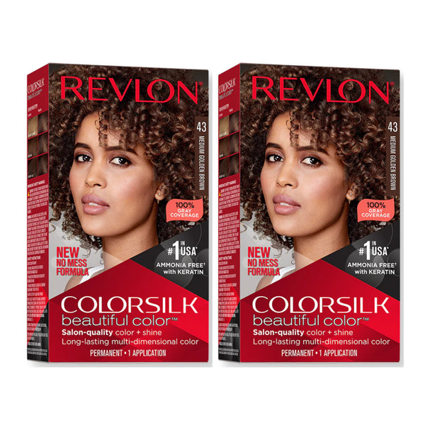 Revlon ColorSilk Hair Color - 43 Medium Golden Brown (Pack of 2)