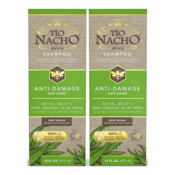 Tio Nacho Shampoo Anti-Daño Jalea Real + Aloe Vera, 14oz. (415ml) (Pack of 2)