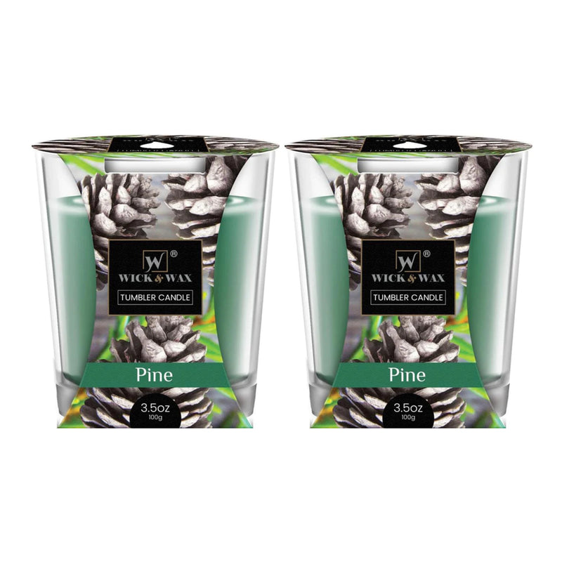 Wick & Wax Pine Tumbler Candle, 3.5oz (100g) (Pack of 2)
