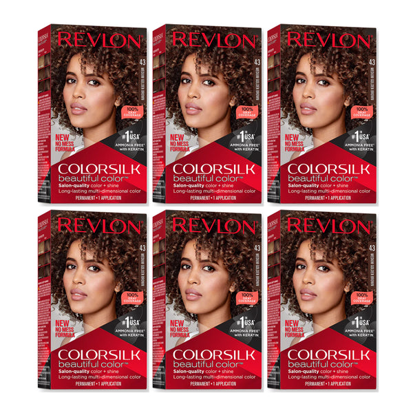 Revlon ColorSilk Hair Color - 43 Medium Golden Brown (Pack of 6)