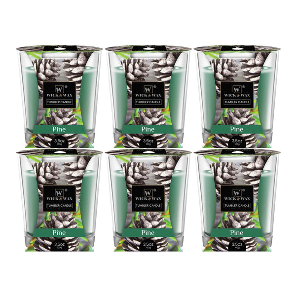 Wick & Wax Pine Tumbler Candle, 3.5oz (100g) (Pack of 6)