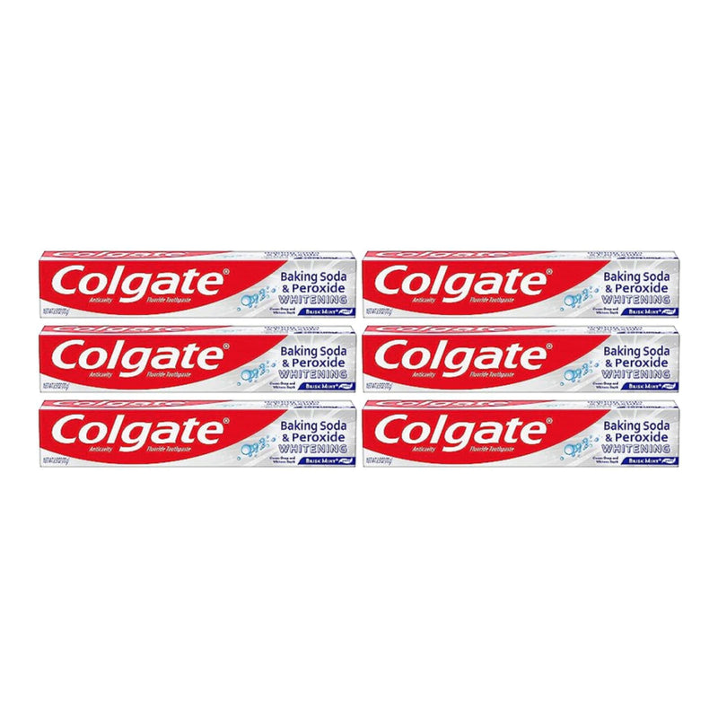 Colgate Baking Soda Peroxide Whitening Brisk Mint Toothpaste, 2.5oz (Pack of 6)