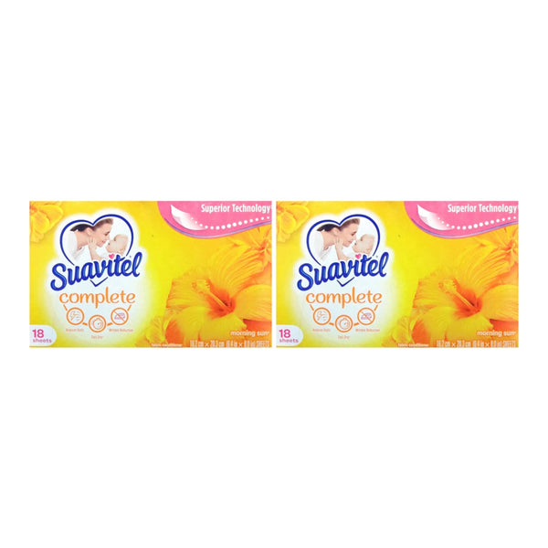 Suavitel Fabric Softener Dryer Sheets - Morning Sun Scent 18 Count (Pack of 2)