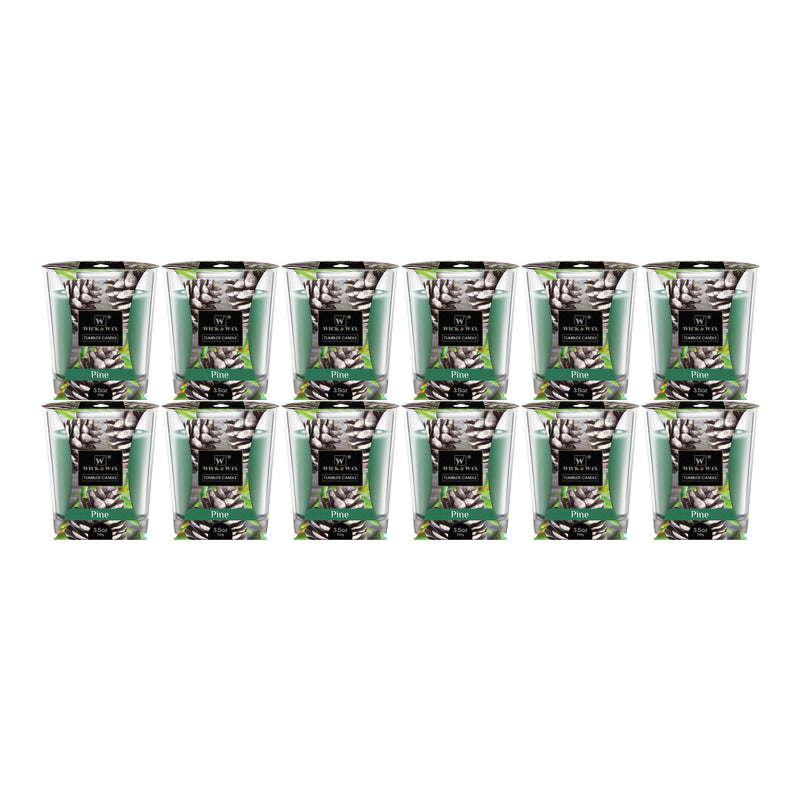 Wick & Wax Pine Tumbler Candle, 3.5oz (100g) (Pack of 12)