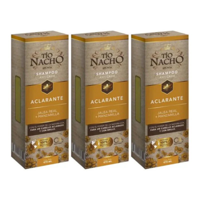 Tio Nacho Shampoo Aclarante Jalea Real + Manzanilla, 14oz. (415ml) (Pack of 3)