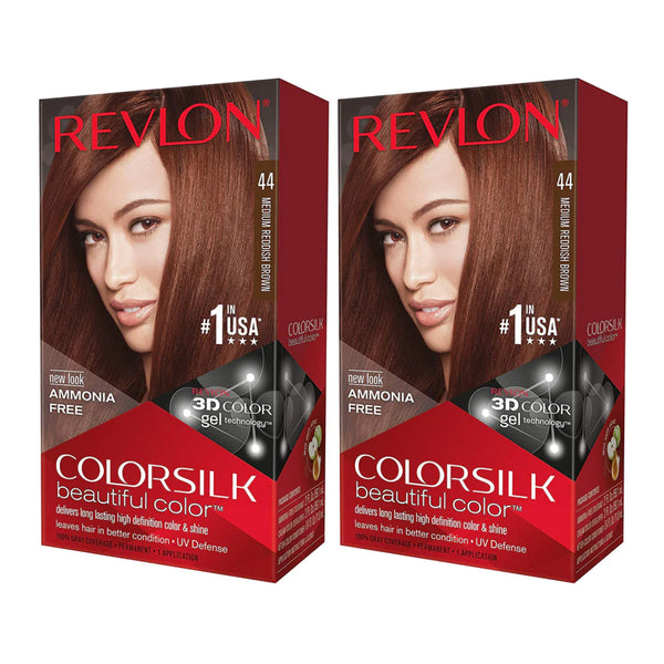 Revlon ColorSilk Hair Color - 44 Medium Reddish Brown (Pack of 2)