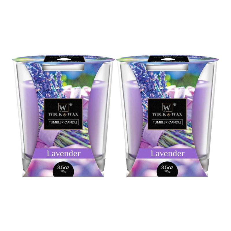 Wick & Wax Lavender Tumbler Candle, 3.5oz (100g) (Pack of 2)