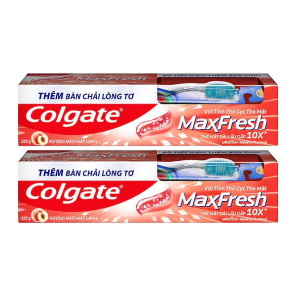 Colgate MaxFresh Icy Peach Toothpaste, 8.0oz (225g) (Pack of 2)