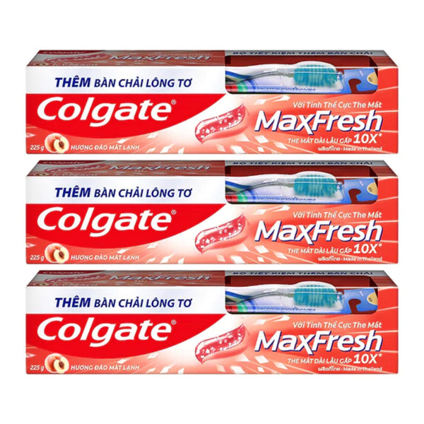 Colgate MaxFresh Icy Peach Toothpaste, 8.0oz (225g) (Pack of 3)